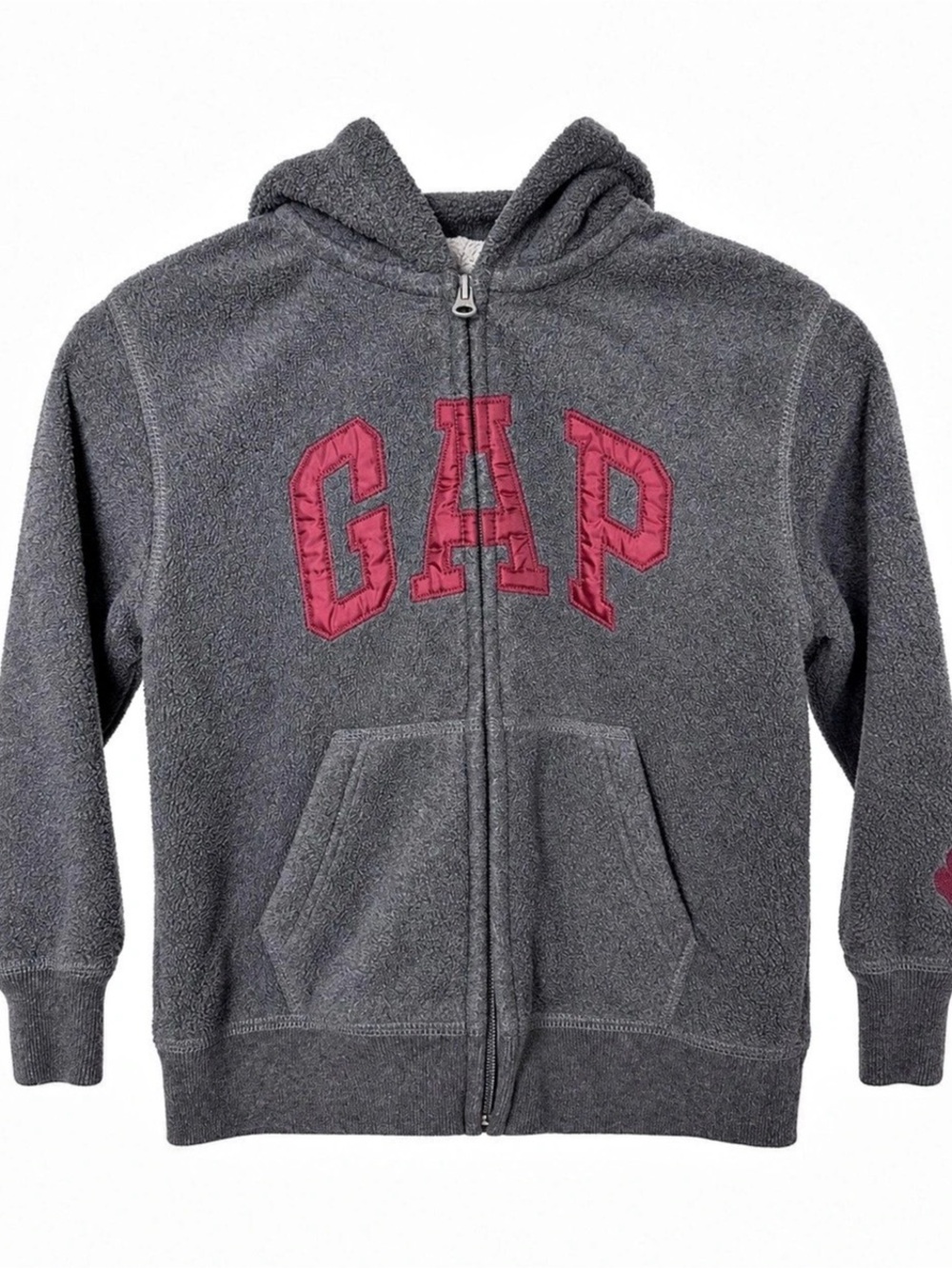 GapKids Girls Charcoal Fleece Full Zip GAP Logo Hoodie Size XS 4-5
